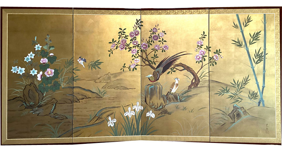 小花に金鶏鳥－Flowers and golden pheasant－