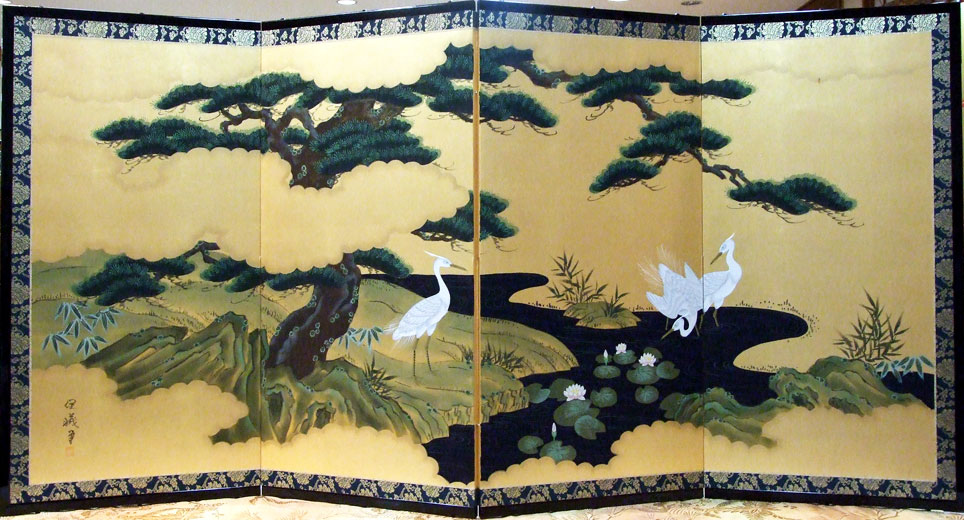 松に鷺－Pine Tree and Birds in river－