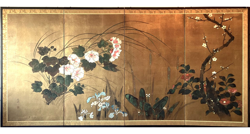 芙蓉・梅・椿－Peony and plum－
