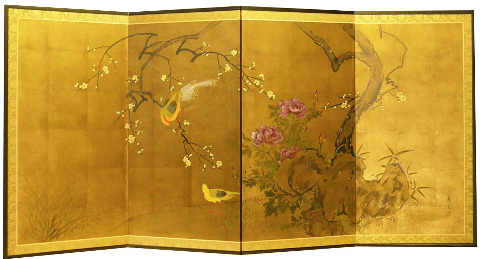 梅に金鶏鳥－Plums and golden pheasant－